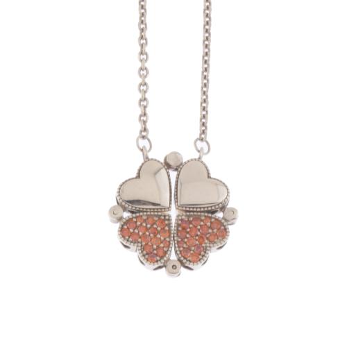 CLOVER-SHAPED PENDANT MOUNTED WITH PARTS OF HEARTS. 