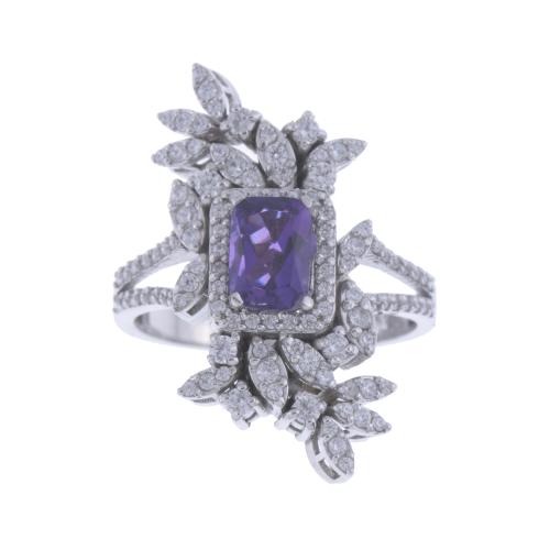 86-AMETHYST AND ZIRCONS RING