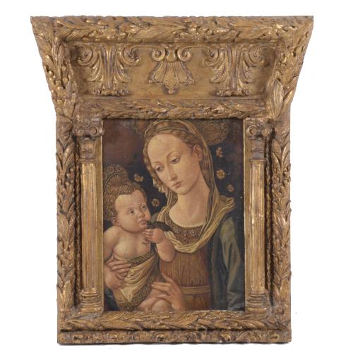 20TH CENTURY, ITALIAN SCHOOL. "MADONNA WITH CHILD AND BIRD".