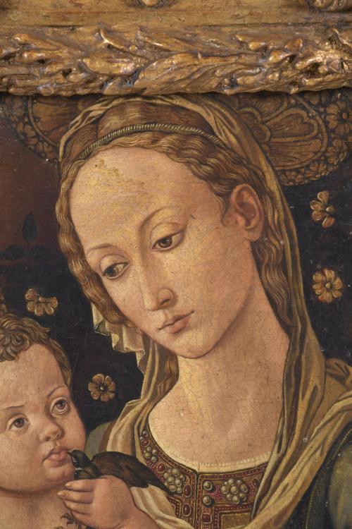 20TH CENTURY, ITALIAN SCHOOL. "MADONNA WITH CHILD AND BIRD".