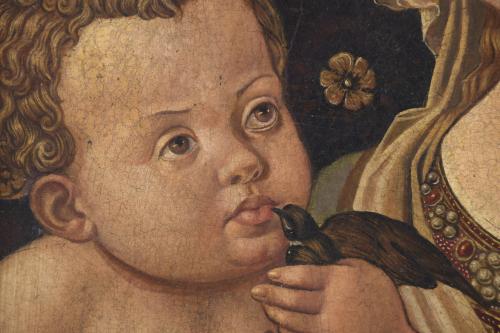 20TH CENTURY, ITALIAN SCHOOL. "MADONNA WITH CHILD AND BIRD".