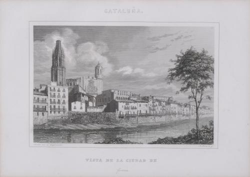 19TH CENTURY CATALAN SCHOOL. "VIEW OF THE CITY OF GIRONA".