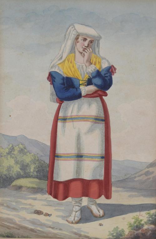 19TH CENTURY ITALIAN SCHOOL. Set of 4 watercolours of women