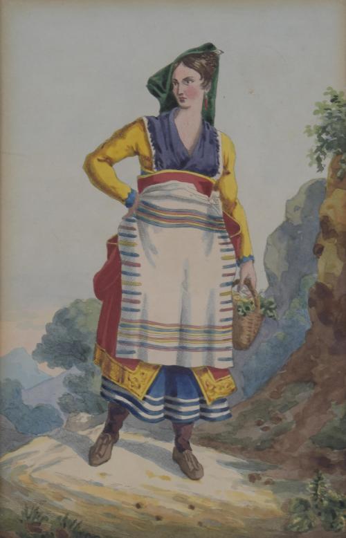 19TH CENTURY ITALIAN SCHOOL. Set of 4 watercolours of women