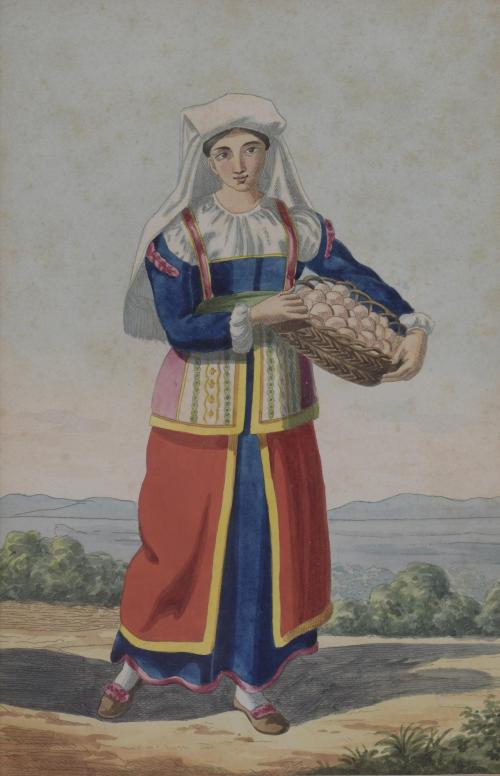 19TH CENTURY ITALIAN SCHOOL. Set of 4 watercolours of women