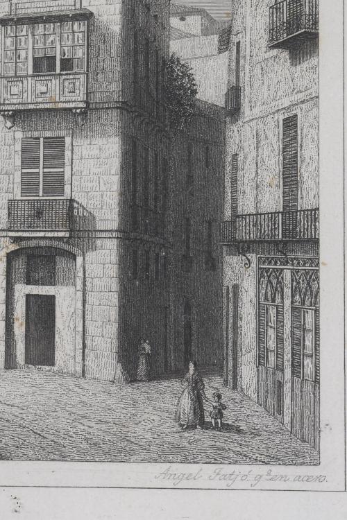 19TH CENTURY CATALAN SCHOOL. "PLAZA NUEVA- BARCELONA".