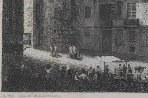 19TH CENTURY CATALAN SCHOOL. "PLAZA NUEVA- BARCELONA".