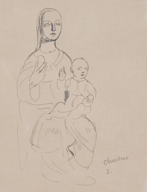 958-ANTOINE CHARTRES (1903-1968).  Boceto para "VIRGEN CON NIÑO".