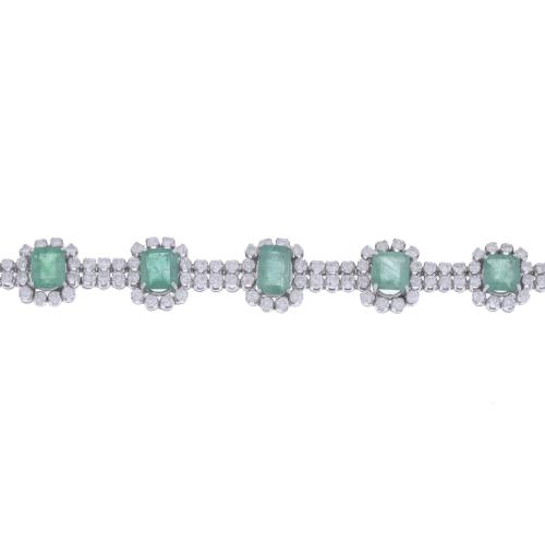 309-BRACELET WITH EMERALDS SURROUNDED BY DIAMONDS