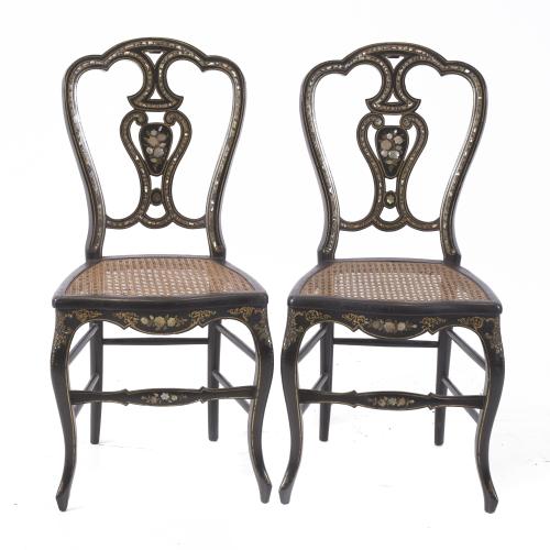 PAIR OF NAPOLEON III DANCE CHAIRS, CIRCA 1870 - 1880. 