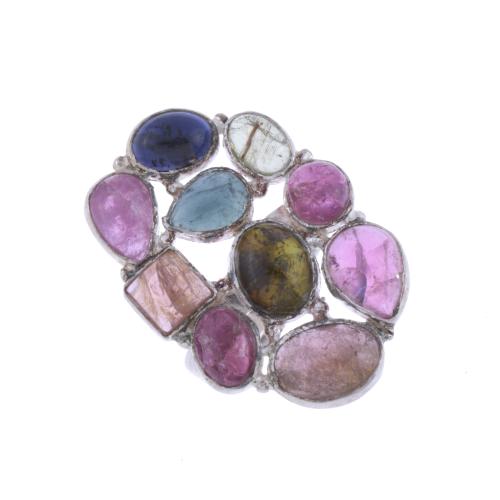 15-RING WITH COLOURED TOURMALINES.