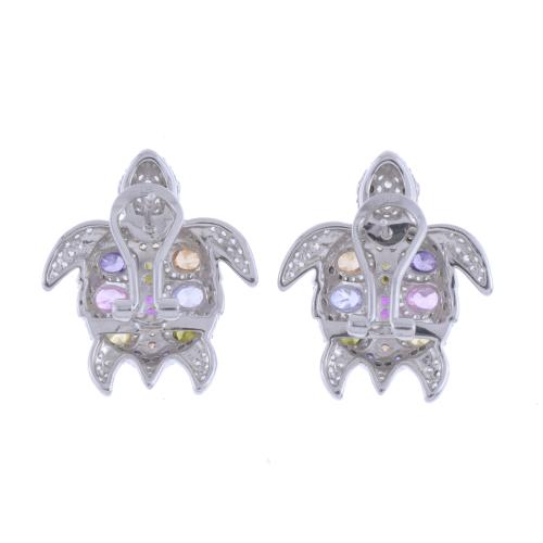 TURTLE-SHAPED EARRINGS WITH COLOURED ZIRCONS