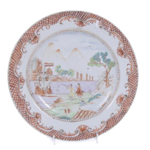 244-ROSE FAMILY DISH FOR DUTCH EXPORT, CIRCA 1750. 