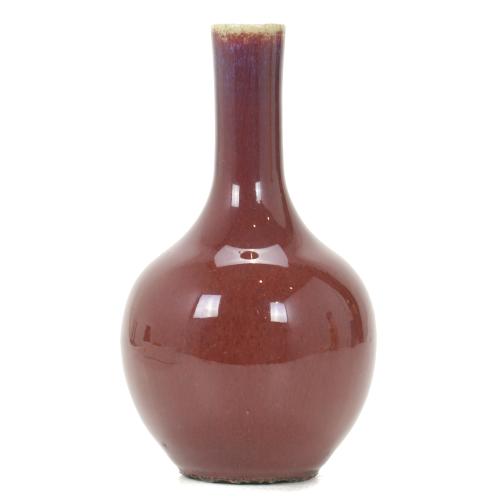 SANG DE BOEUF BOTTLE VASE, CHING PERIOD, FIRST HALF 19TH CENTURY. 