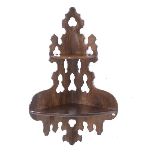 535-TYROLEAN STYLE CORNER SHELF, 20TH CENTURY. 