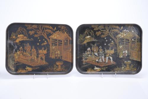 LOT OF THREE ORIENTAL-LIKE TRAYS, 20TH CENTURY.