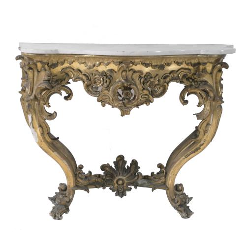 LOUIS XV STYLE CONSOLE WITH MIRROR, 19TH CENTURY.