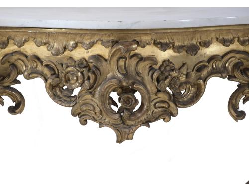 LOUIS XV STYLE CONSOLE WITH MIRROR, 19TH CENTURY.