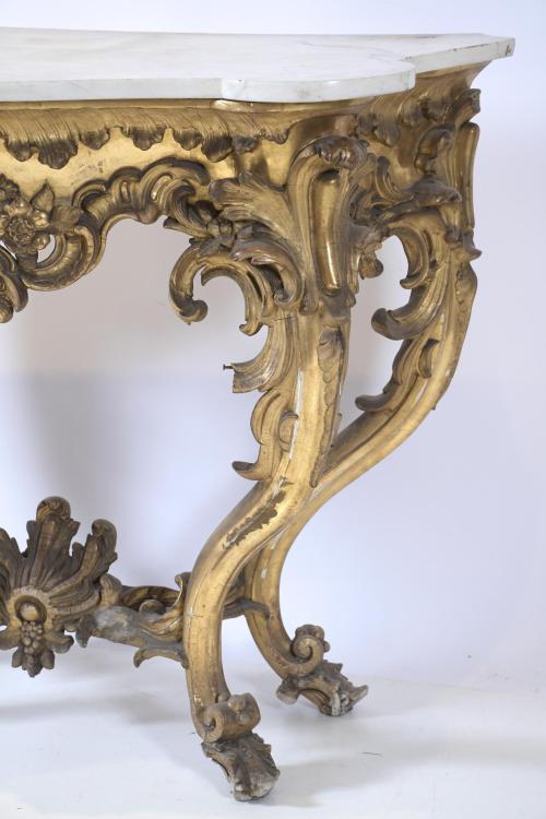 LOUIS XV STYLE CONSOLE WITH MIRROR, 19TH CENTURY.