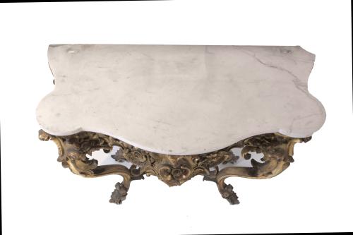 LOUIS XV STYLE CONSOLE WITH MIRROR, 19TH CENTURY.