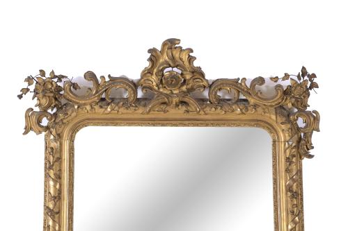 LOUIS XV STYLE CONSOLE WITH MIRROR, 19TH CENTURY.