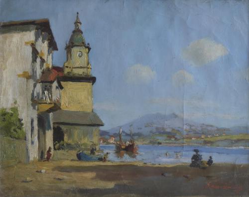 RAMÓN SANVICENS MARFULL (1917-1987). "SEASIDE VILLAGE".