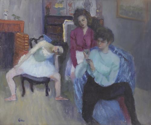 20TH CENTURY SPANISH SCHOOL. "DANCER AND SEATED WOMEN".