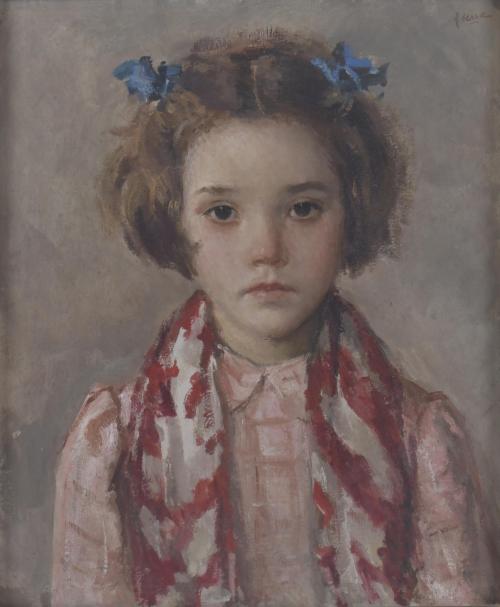 FRANCESC SERRA CASTELLET (1912-1976). "GIRL WITH BLUE RIBBONS".