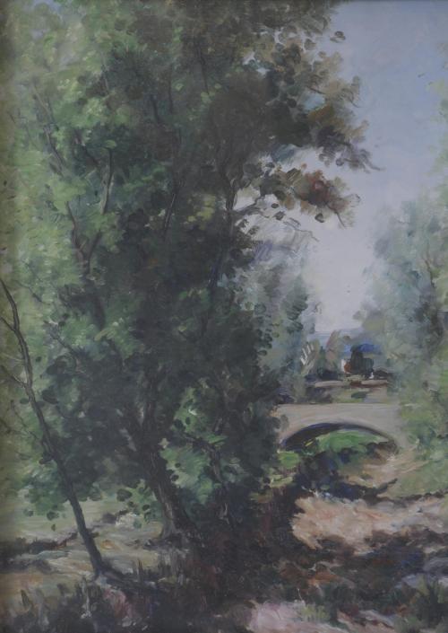 JOSEP VENTOSA DOMÈNECH (1897-1982). "BOSQUE Y PUENTE".