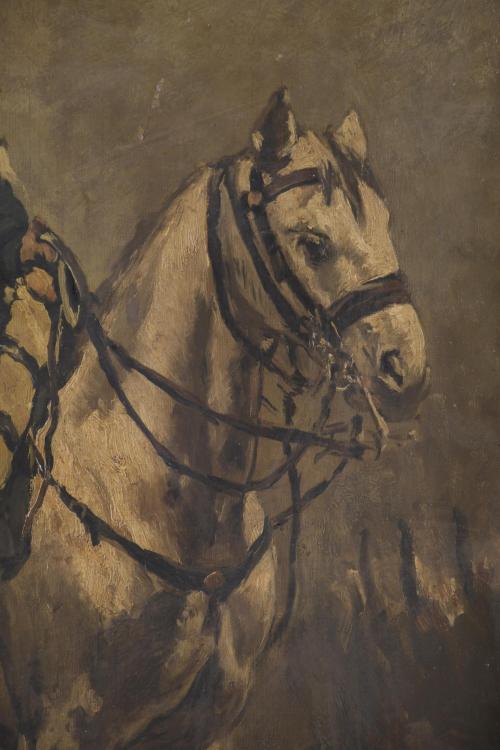 19TH CENTURY, SPANISH SCHOOL. "SOLDIER ON HORSEBACK". 