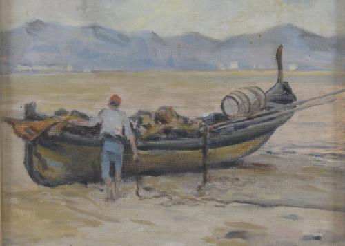 SEGUNDO MATILLA MARINA (1862-1937). "BOAT WITH FISHERMAN".