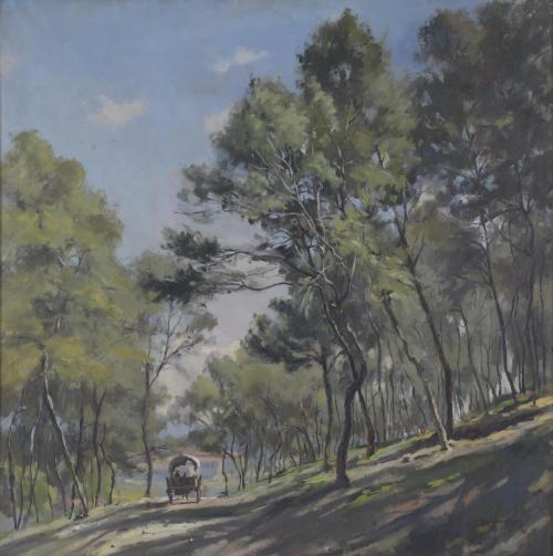 739-RAMÓN SANVICENS MARFULL (1917-1987). "LANDSCAPE WITH A CARRIAGE".