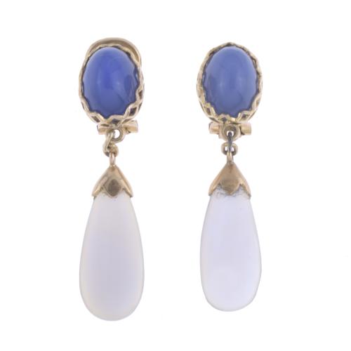 170-GOLD AND CHALCEDONY EARRINGS