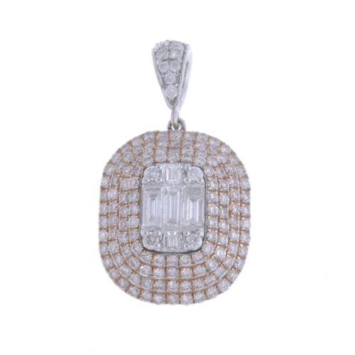 187-GOLD AND DIAMONDS ROSETTE PENDANT