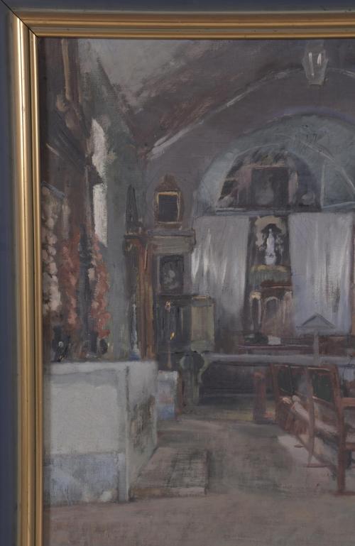 19TH-20TH CENTURY CATALAN SCHOOL. "INTERIOR OF A CHURCH".