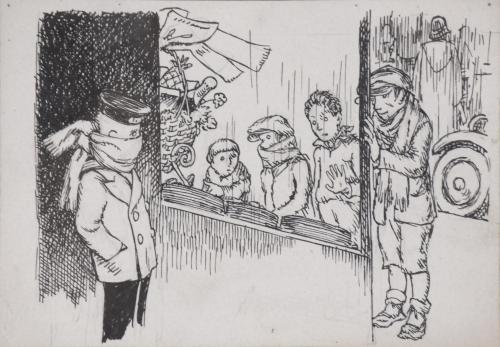 925-20TH CENTURY SPANISH SCHOOL. ‘CHILDREN LOOKING AT A SHOP WINDOW’.