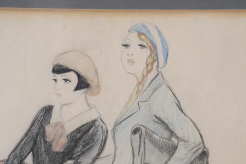 RICARD OPISSO (1880-1966). "GIRLS WEARING BERETS".