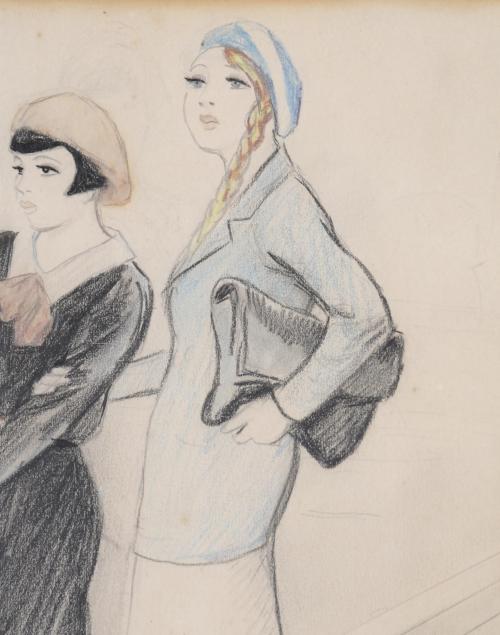 RICARD OPISSO (1880-1966). "GIRLS WEARING BERETS".