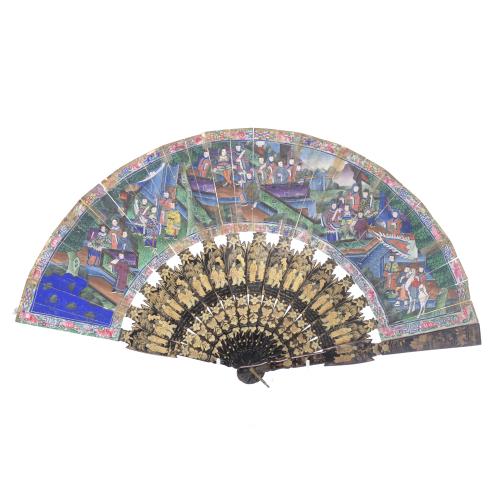 CHINESE "THOUSAND FACES" FAN, SECOND HALF 19TH CENTURY.