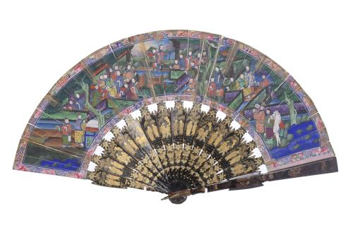 CHINESE "THOUSAND FACES" FAN, SECOND HALF 19TH CENTURY.