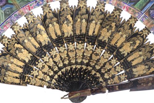 CHINESE "THOUSAND FACES" FAN, SECOND HALF 19TH CENTURY.