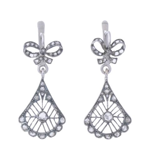 126-PENDIENTES BELLE ÉPOQUE CON DIAMANTES