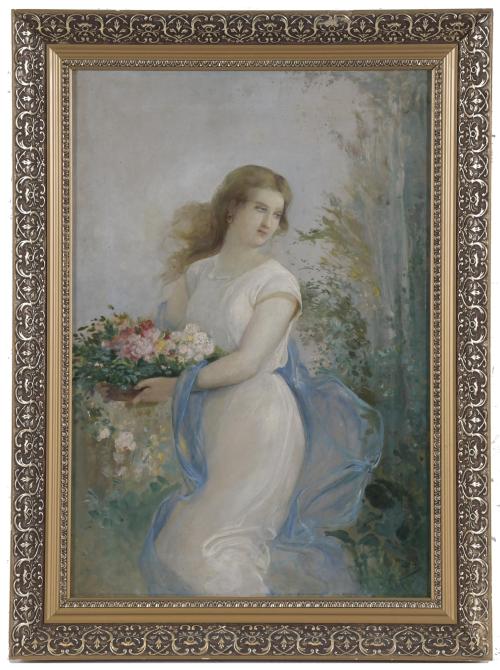 RAMÓN MARTÍ ALSINA (1826-1894). "GIRL WITH FLOWERS".