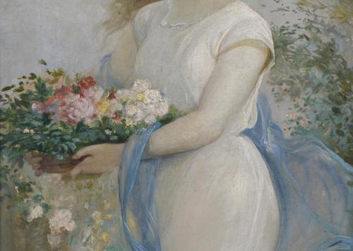 RAMÓN MARTÍ ALSINA (1826-1894). "JOVEN CON FLORES".