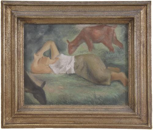 JOSEP OBIOLS PALAU (1894-1967). "FIGURE LYING DOWN AND LITT