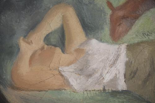 JOSEP OBIOLS PALAU (1894-1967). "FIGURE LYING DOWN AND LITT