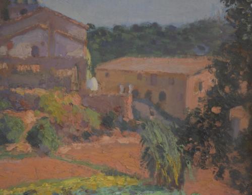 JOAN GIL I GIL (1900-1984). "PAISAJE CON CAMPANARIO".