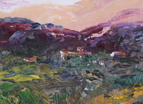 JOAN ABELLÓ (1922-2008). “PAISAJE AL ATARDECER”.