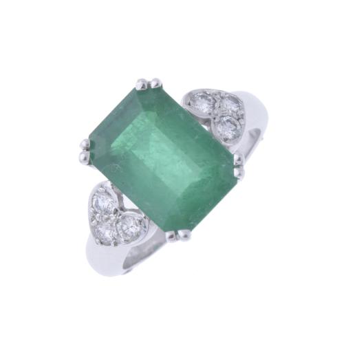 80-RING WITH LARGE EMERALD AND DIAMONDS