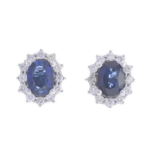 153-ROSETTE EARRINGS WITH SAPPHIRES AND DIAMONDS